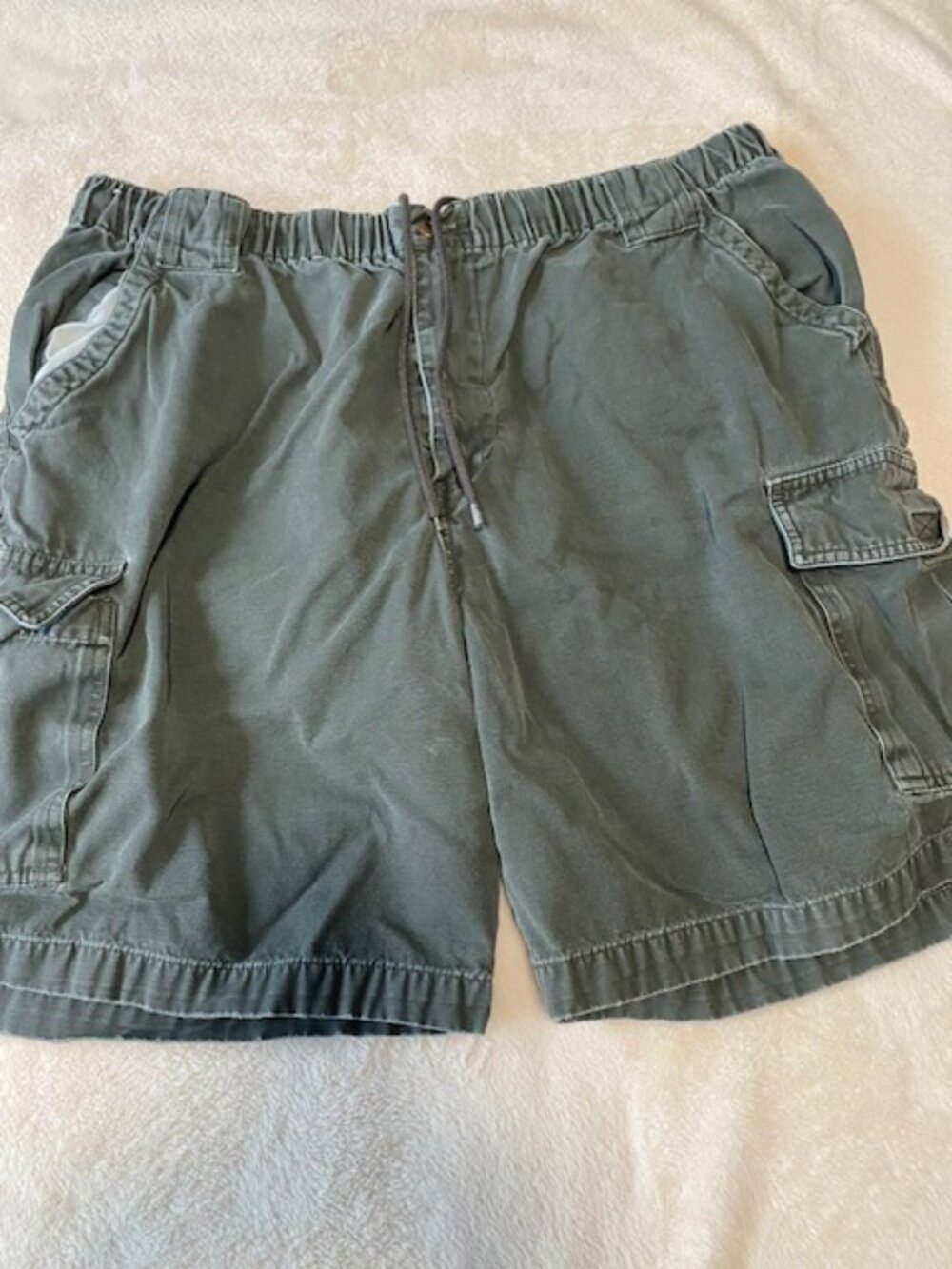 Cherokee Men's Cargo Shorts Size Large 38 Olive Green 100% Cotton Drawstring